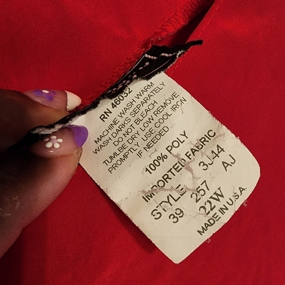Southern Lady Red Short Sleeve Blouse Size 22W (spot) - Picture 3 of 10